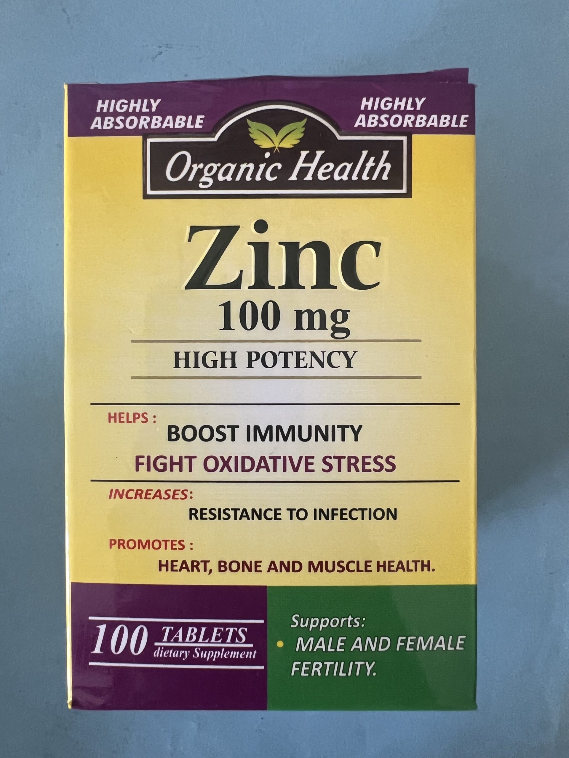Zinc 100mg Organic Health